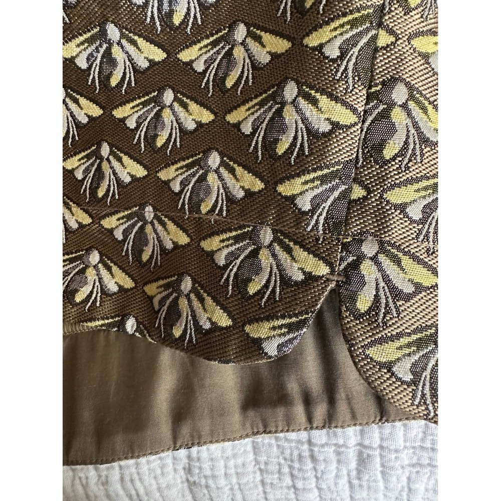 Luisa Cerano Bee Insect Print Metallic Jacquard Shift Dress Gold Brown 12 - Picture 6 of 8